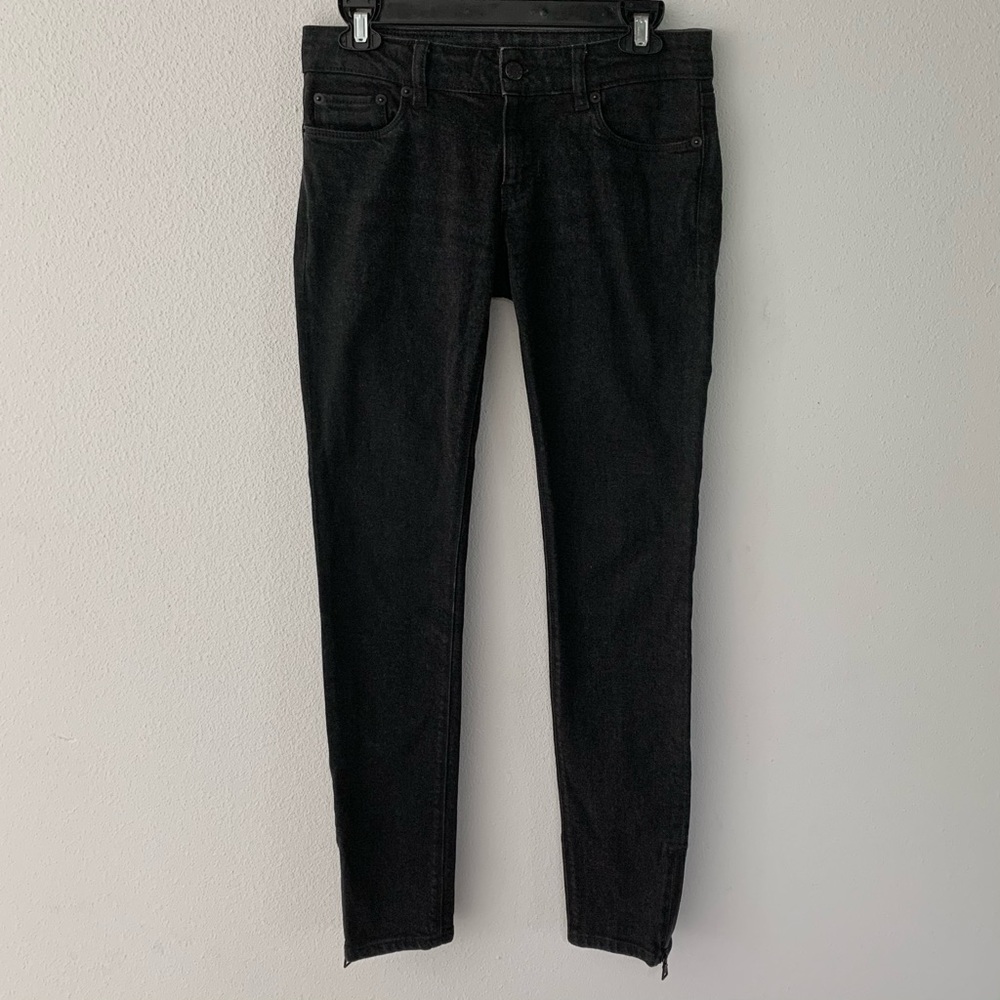 $650 PRADA Couture Black Designer Jeans with Ankle Zippers - Medium, Waist 30"